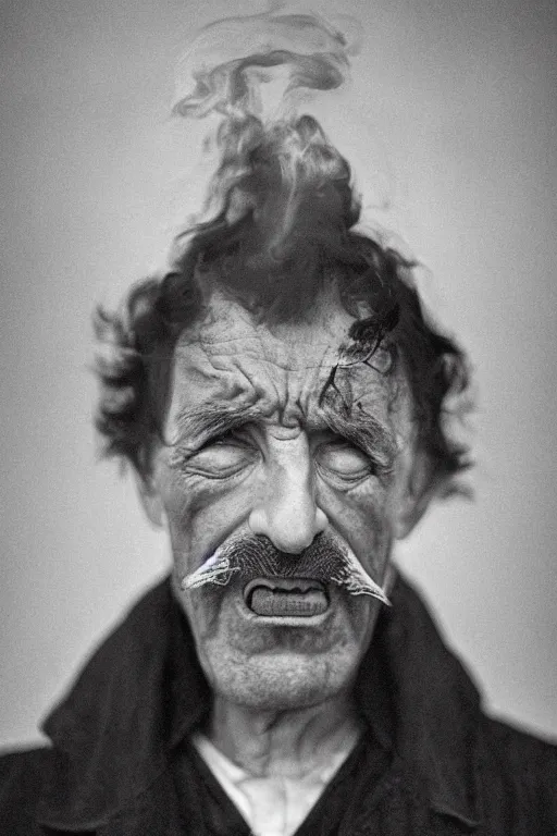 Image similar to Angriest man in the world, steam blowing from ears, photograph portrait