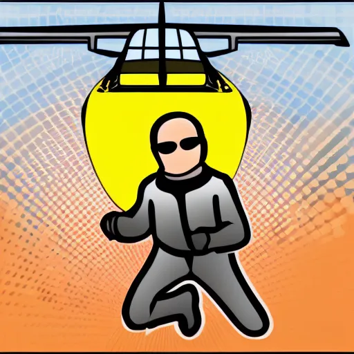 Prompt: D. B. Cooper skydiving, vector clipart, golden ratio