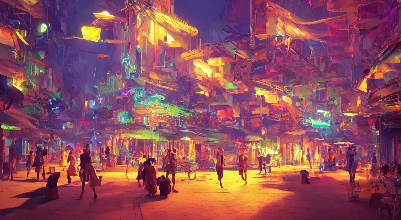 Image similar to bazaar zouk oriantal multicolorful sky shine place mosquet painting stylized digital video game icon global illumination ray tracing 8 k hd resolution, by ilya kuvshinov and cushart krentz and gilleard james