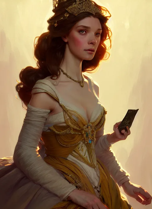 Prompt: portrait of a full body of beautiful female princess, d & d, baroque dress, flat lighting, intricate, highly detailed, digital painting, artstation, concept art, smooth, sharp focus, illustration, art by simon bisley and greg rutkowski and alphonse mucha, natural tpose