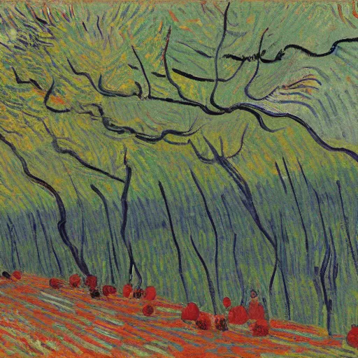 Prompt: raspberries in a forest by Vincent van Gogh