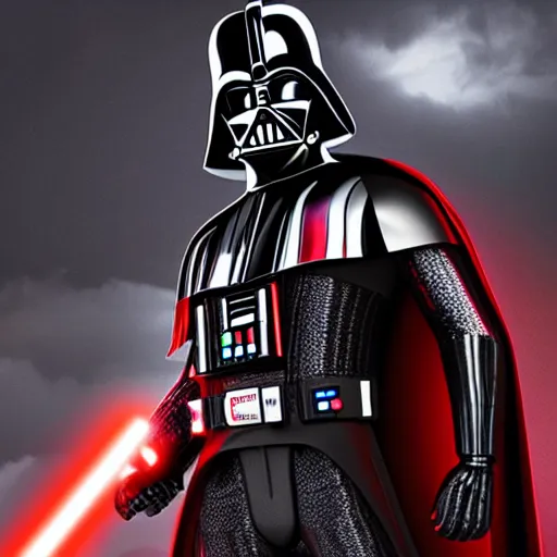 Image similar to Darth Vader combined with iron man, 8k ultra hd, hyper detailed