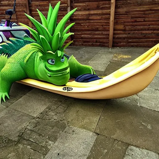 Image similar to 🦖🐗🍍🛶