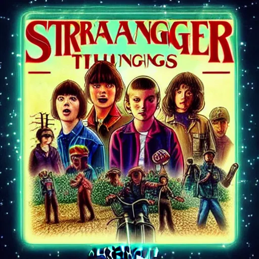 Prompt: music cover for stranger things
