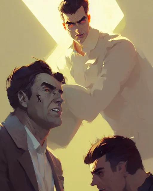 Image similar to hyper - realistic portrait of brunet noble men by atey ghailan, by greg rutkowski, by greg tocchini, by james gilleard, by joe fenton, by kaethe butcher, dynamic lighting, gradient light yellow, brown, blonde cream and white color scheme, grunge aesthetic