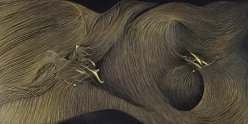 Image similar to knitting gold zaha hadid architecture by aaron horkey