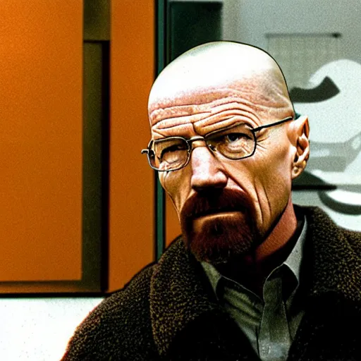 Prompt: walter white pushing a square