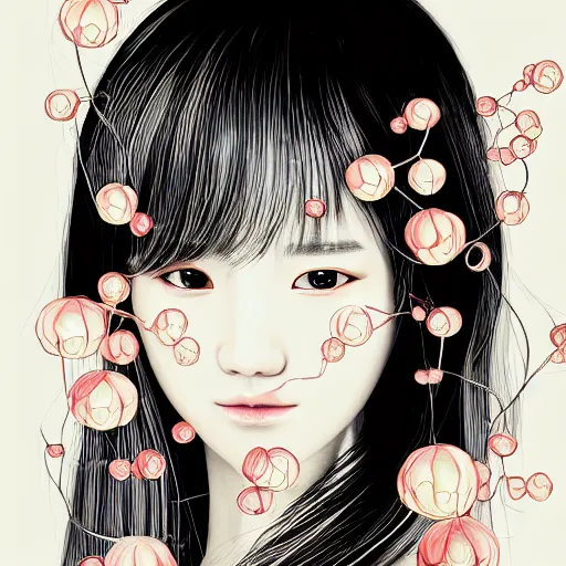 Prompt: the portrait of an absurdly beautiful, graceful, elegant, and sophisticated young kpop girl made of bulbs of garlic, an ultrafine detailed illustration by james jean, intricate linework, bright colors, final fantasy, behance contest winner, vanitas, angular, altermodern, unreal engine 5 highly rendered, global illumination, radiant light, detailed and intricate environment