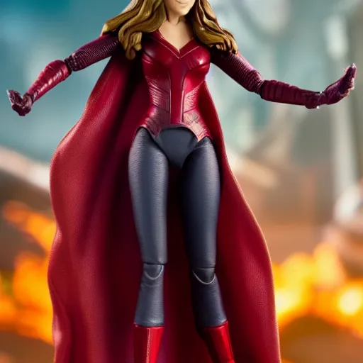 Prompt: high resolution photo of scarlet witch as an action figure, 4 k, award winning photography.