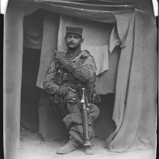 Image similar to peter griffin in iraq, black and white, early 1 9 0 0 s photograph