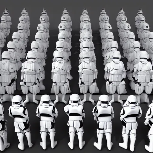 Image similar to Hillary Clinton standing in front of an army of stormtroopers, ultradetailed award winning masterpiece trending on artstation, 8k