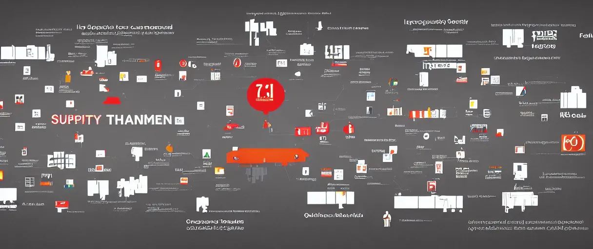 Image similar to isotype chart displaying the supply chain in detail, across multiple phases including logistics, manufacturing, warehousing, and sales, unreal engine, realistic, dramatic lighting, octane render, highly detailed, cinematic lighting, cinematic