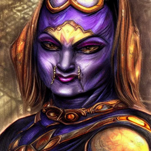 Image similar to Vivec from the Elder Scrolls in the style of Ayami Kojima