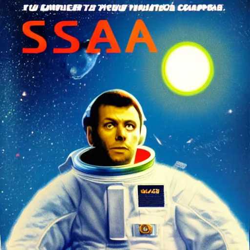 Image similar to space odyssey solaris retro book cover grafic