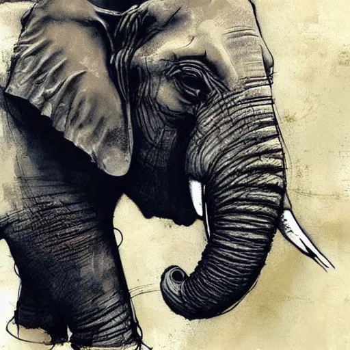 Prompt: portrait of an impressive big elephant, artwork by guy denning and charlie bowater,