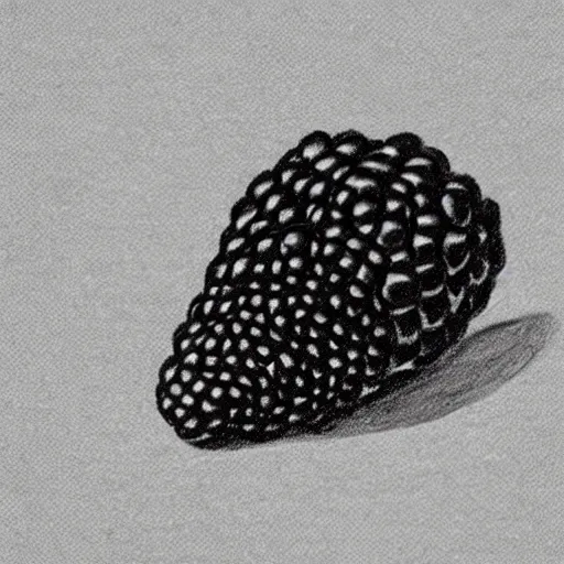 Image similar to black and white sketch of a raspberry