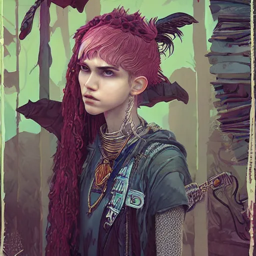 Prompt: [ grimes ]!!, trending on cgsociety, contest winner, award winning, illustrated by rajmund kanelba, polycount, d & d, tarot, detailed digital art, storybook illustration