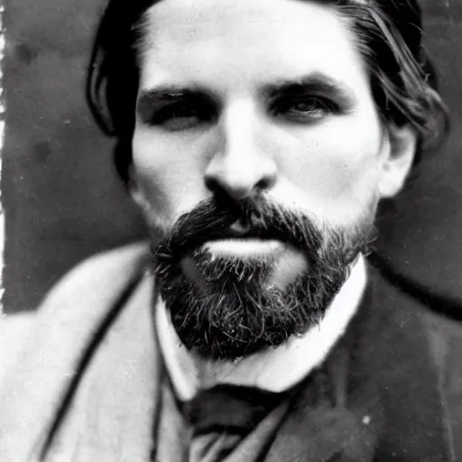 Image similar to headshot edwardian photograph of christian bale, sebastian stan, jon bernthal, 1 9 2 0 s, gang member, intimidating, tough, realistic face, 1 9 1 0 s photography, 1 9 0 0 s, grainy, victorian