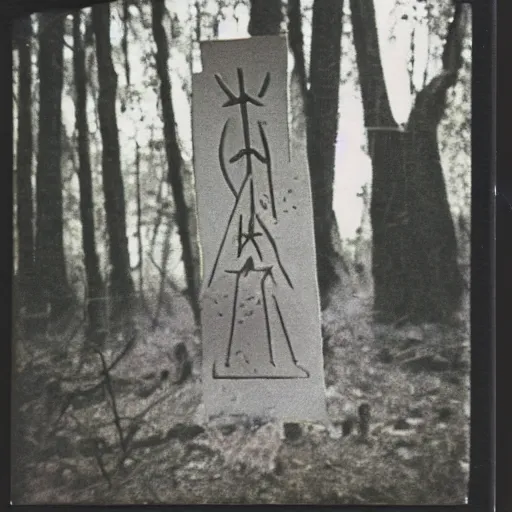 Image similar to Blair witch occult sacrifice real Polaroid photo