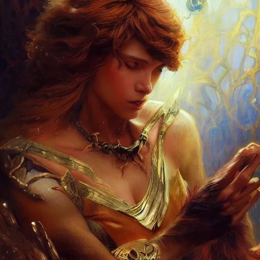 Image similar to stunning female master wizard transforming into wolf, highly detailed painting by gaston bussiere, craig mullins, j. c. leyendecker, 8 k