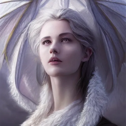 Image similar to Perfectly-centered portrait-photograph of a real life white dragon from heaven, lifelike, super highly detailed, professional digital painting, artstation, concept art, Unreal Engine 5, Photorealism, HD quality, 8k resolution, cinema 4d, 3D, beautiful, cinematic, art by artgerm and greg rutkowski and alphonse mucha and loish and WLOP