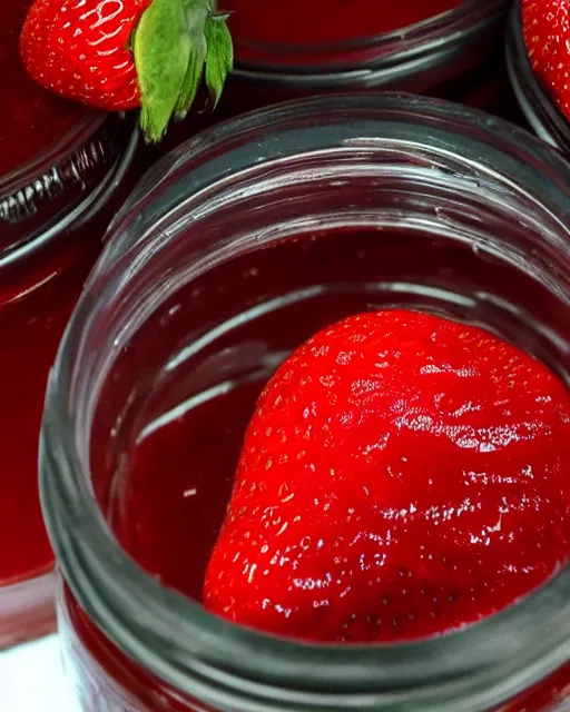 Prompt: elon musk!!! sinking!!! into jar of strawberry jam