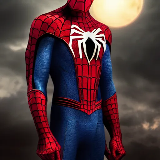 Image similar to characters portrait of Spiderman merged with MoonKnight, merged, 4k, highly detailed, cinematic lighting