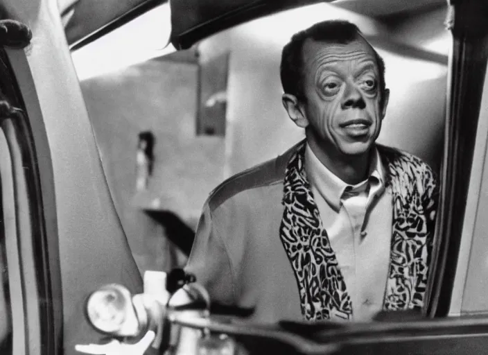 Image similar to film still of Don Knotts hiding from Andy Griffith new Matlock movie, 8k