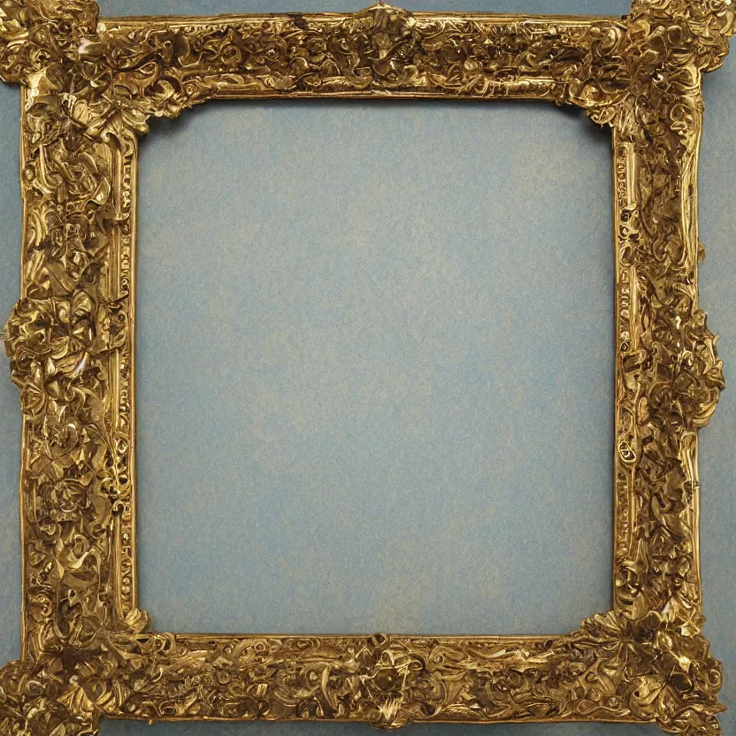 Image similar to blue and gold baroque frame