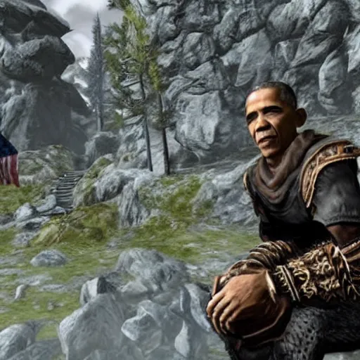 Prompt: obama in skyrim