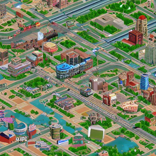 Prompt: St. Louis MO in Sim City 3000