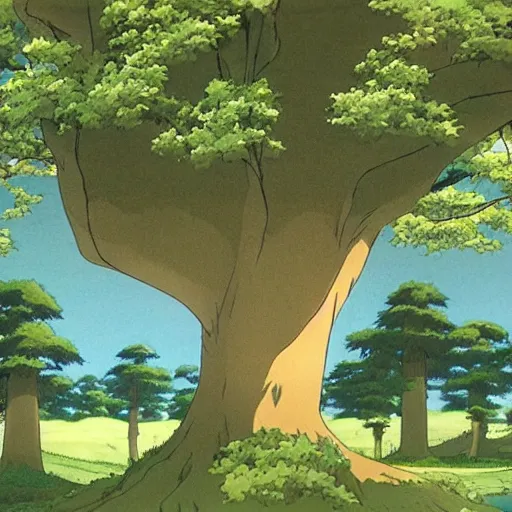 Prompt: a landscape of single ash tree, anime, by studio ghibli
