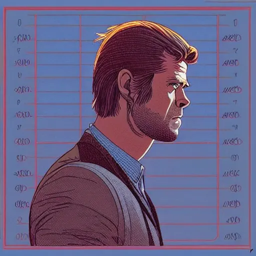 Image similar to “ chris hemsworth retro minimalist portrait by jean giraud, moebius starwatcher comic, 8 k ”