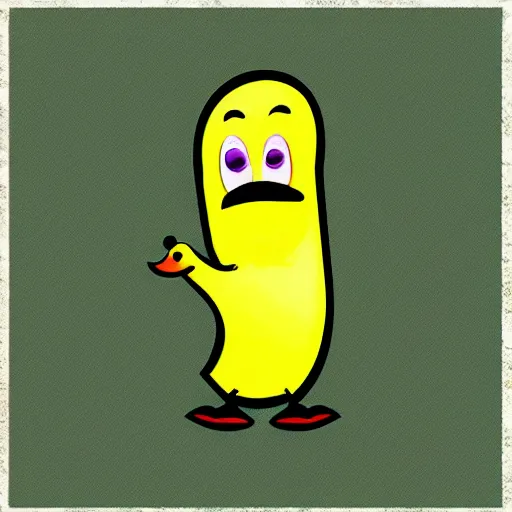 Image similar to banana duck in the style of a 90’s cartoon