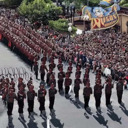 Prompt: nazi army marching through disney world, very coherent, scary