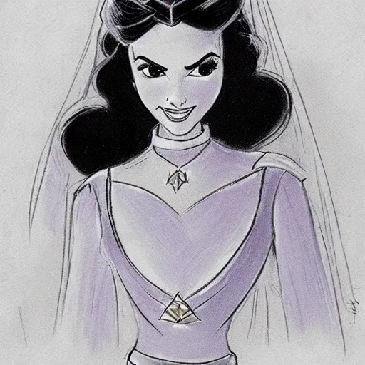 Image similar to milt kahl sketch of victoria justice as princess padme from star wars