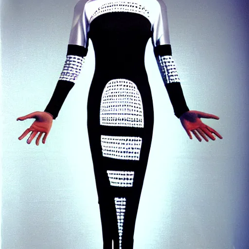 Prompt: a tennis dress designed by H.R. Giger. fashion show style.