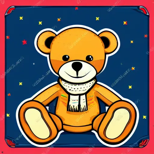 Image similar to Skater teddy bear, sticker, highly detailed, colorful, illustration, drama, smooth and clean vector curves, no jagged lines, vector art, smooth