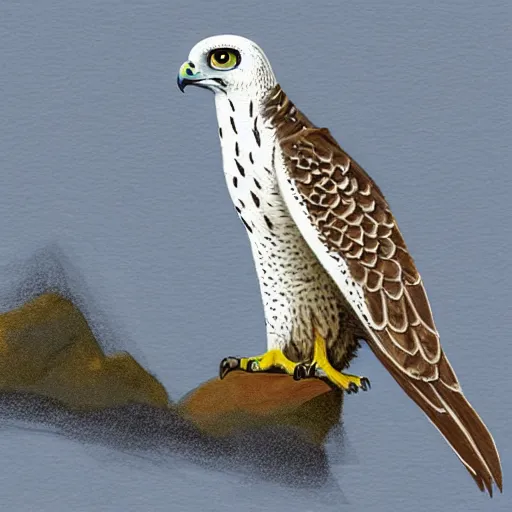 Prompt: concept art of a gyrfalcon for a nature observation game