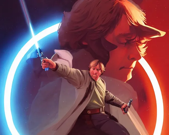 Prompt: luke skywalker from star wars a new hope, game design fanart by concept artist gervasio canda, behance hd by jesper ejsing, by rhads, makoto shinkai and lois van baarle, ilya kuvshinov