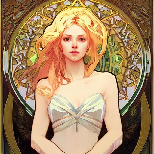 Image similar to portrait of lux from league of legends, art by alphonse mucha and greg rutkowski