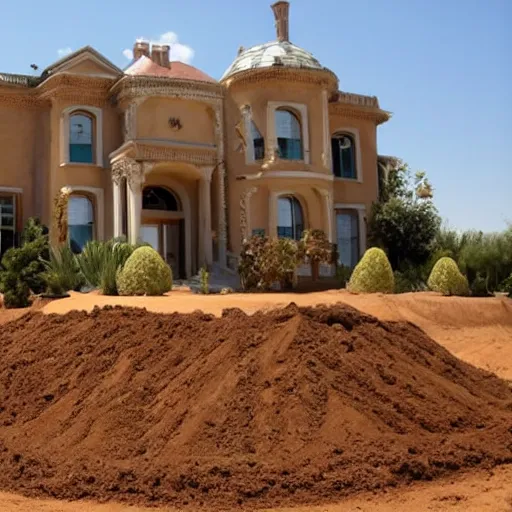 Prompt: mansion made of dirt