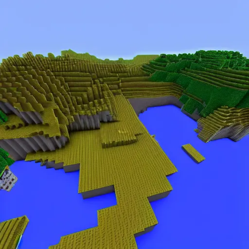 Prompt: ! dream a 3 d voxel model aerial view of a map of minecraft