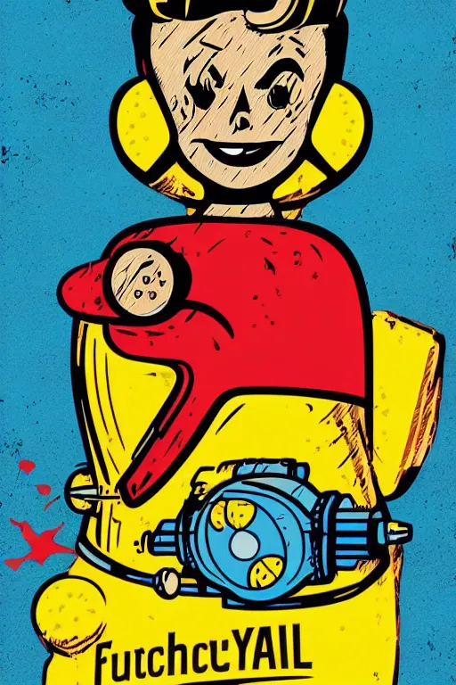 Image similar to fallout 7 6 retro futurist illustration art by butcher billy, sticker, colorful, illustration, highly detailed, simple, smooth and clean vector curves, no jagged lines, vector art, smooth andy warhol style