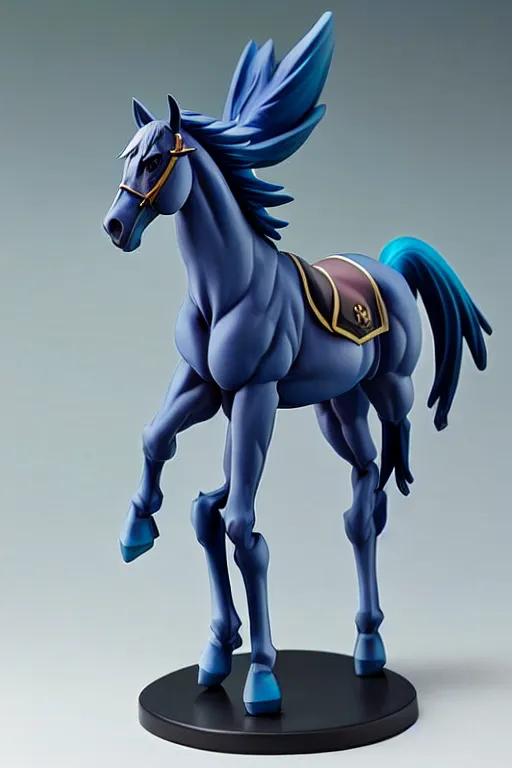 Prompt: still high quality figurine of horse jojo, tsurime eyes, tareme eyes, personification, dynamic pose, detailed product photo, featured on amiami, tone mapped, beautiful composition, 8 5 mm, f. 1 4