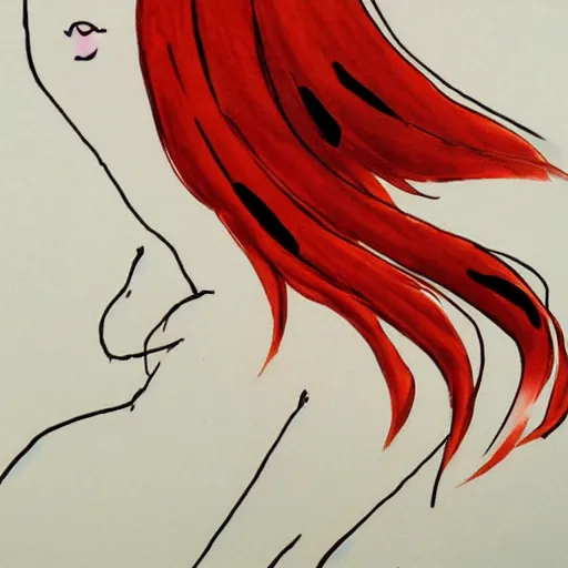 Image similar to asuka langley soryu, chinese ink painting