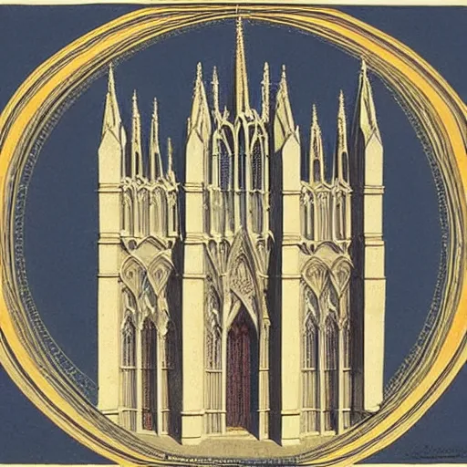 Image similar to design of a gothic cathedral by leonardo