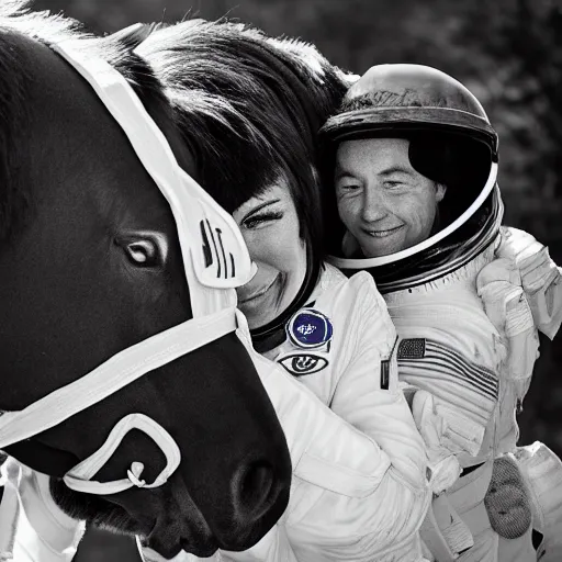 Image similar to horse hugging an astronaut