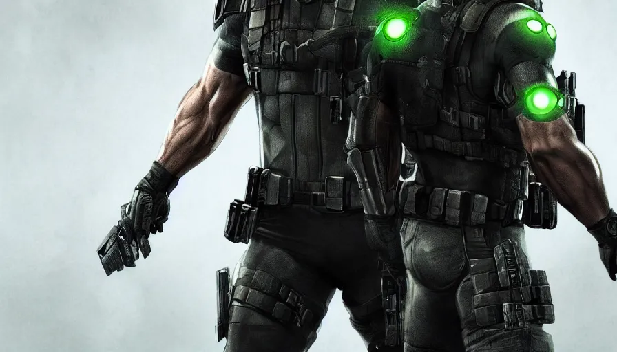 Image similar to ryan reynolds is sam fisher from splinter cell, black background, hyperdetailed, artstation, cgsociety, 8 k