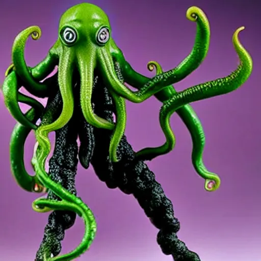Image similar to a cthulhu action figure with articulated tentacles, product shot
